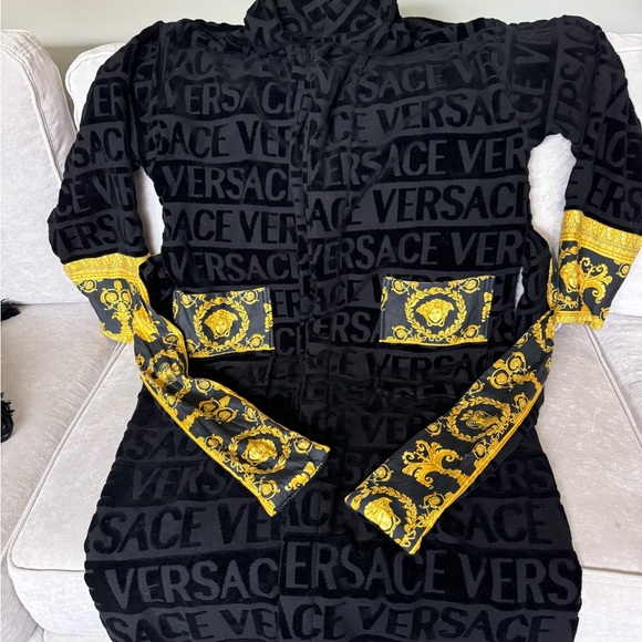 Versace | Bath | Versace Black And Gold Bathrobe | Poshmark